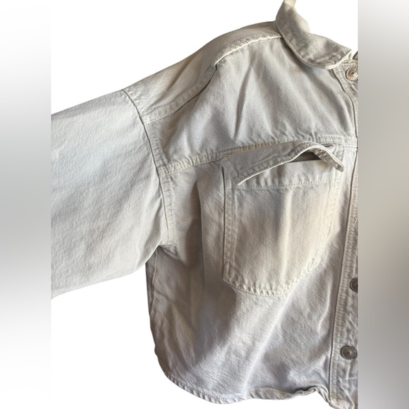 ZARA Women's Off-White Denim cropped Jean Jacket Sz Small preloved - Picture 5 of 9